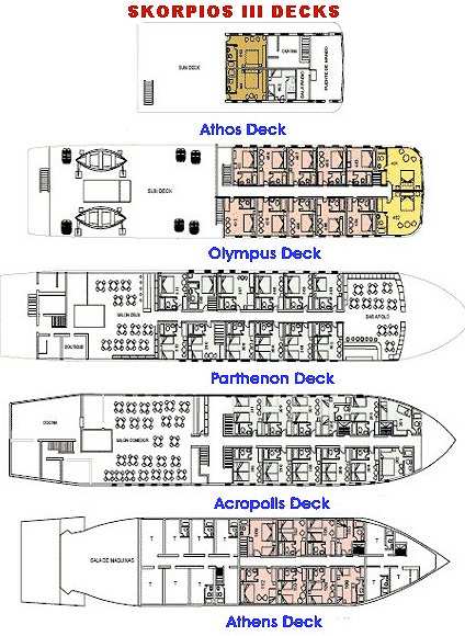 Skorpios Cruises Deck and Cabin layout