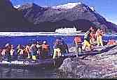 Passengers exploring Glacier